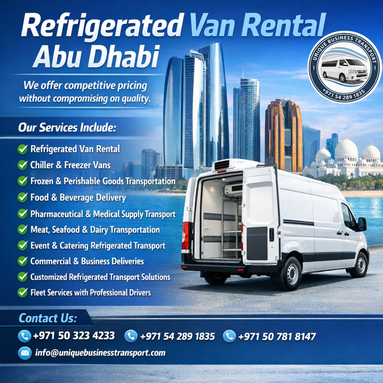 Refrigerated van rental Abu Dhabi