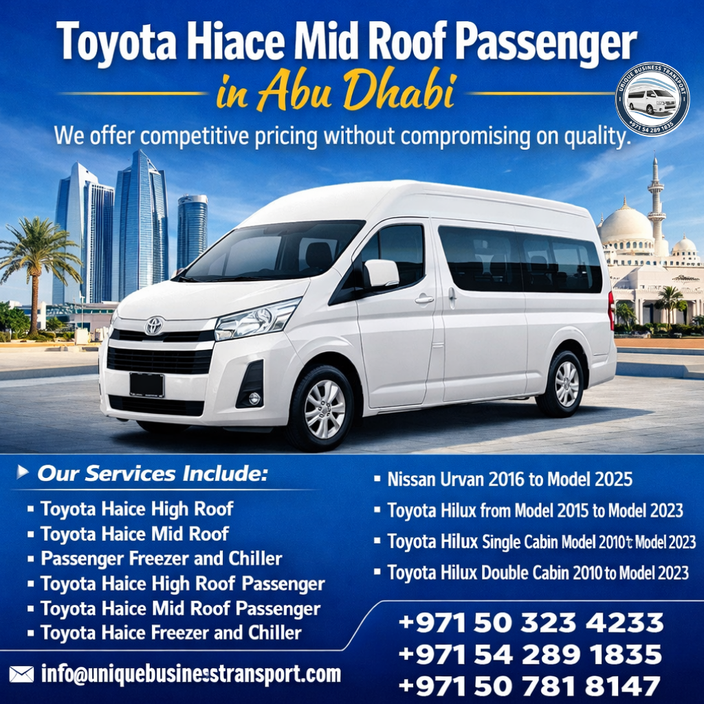 Toyota Haice Mid Roof Passenger in Abu Dhabi – Reliable Transport You Can Trust Toyota Haice Mid Roof Passenger in Abu Dhabi