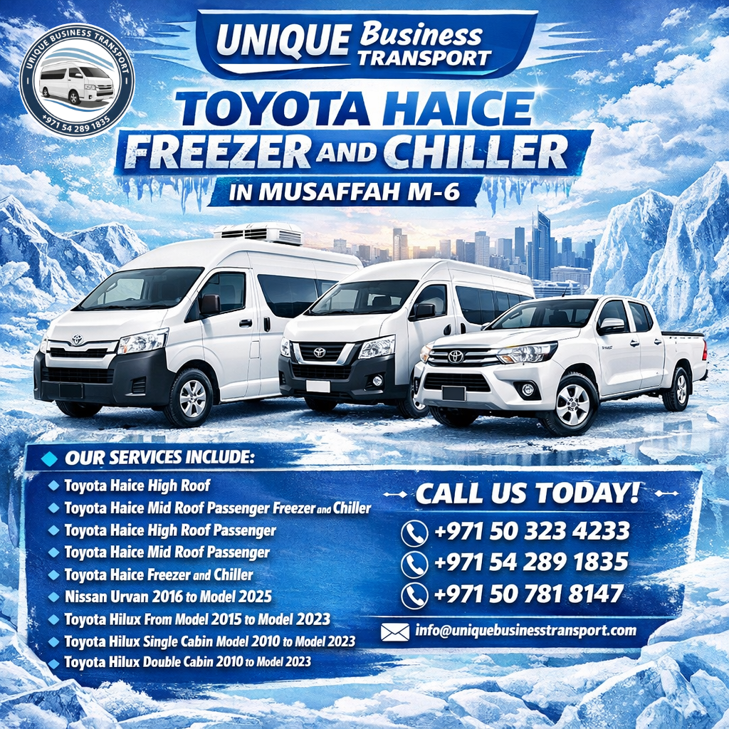 Toyota Haice Freezer and Chiller in Musaffah M-6 – Reliable Cold Transport You Can Trust Toyota Haice Freezer and Chiller in Musaffah M-6